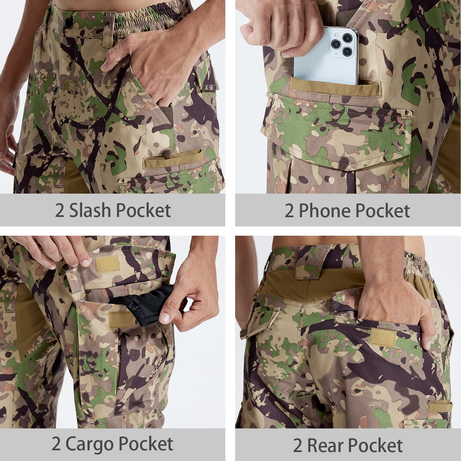 LOOGU Camo Hunting Pants 8 Pockets H61