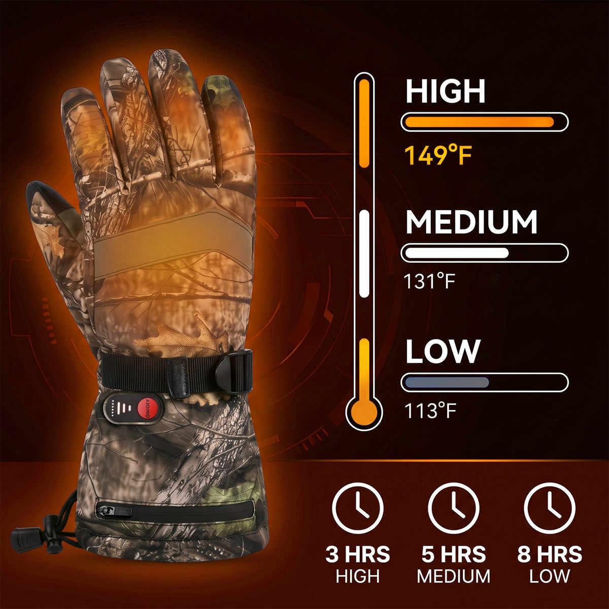Heated Camo Hunting Gloves HG10