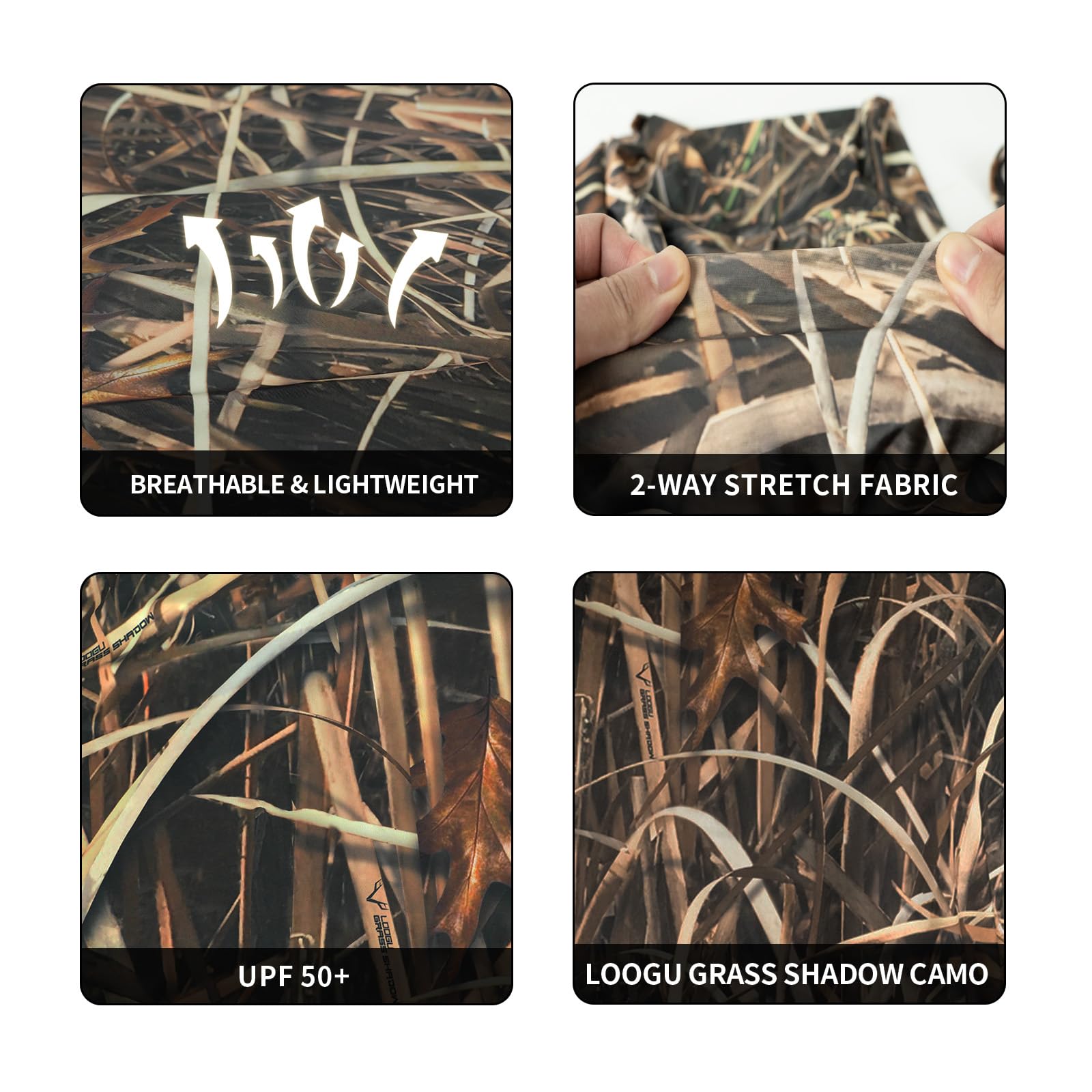 LOOGU Waterfowl Hunting Long Sleeve Hoodie Grass Shadow Camo T50