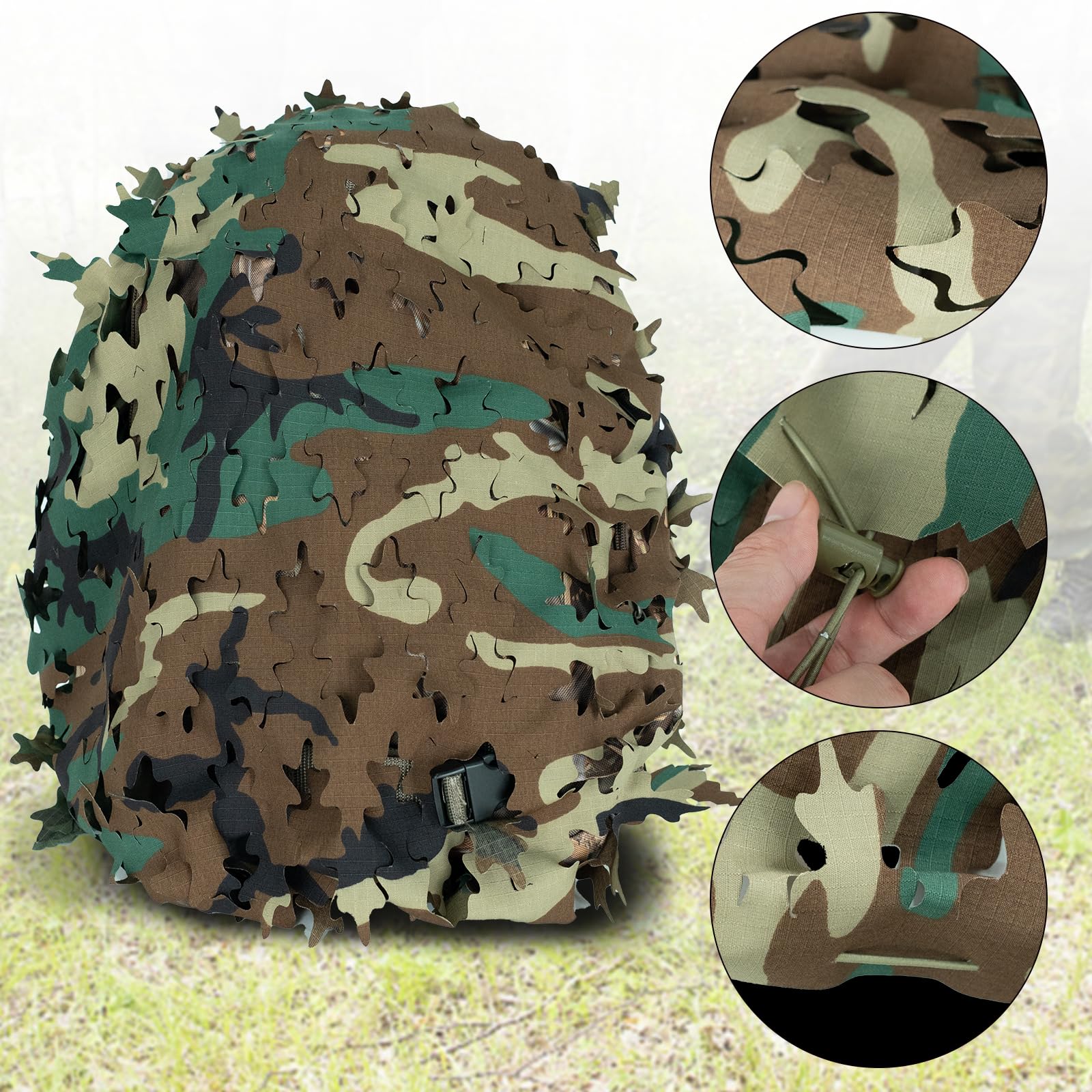 LOOGU Camo Tactical Backpack Cover Oak Leaf