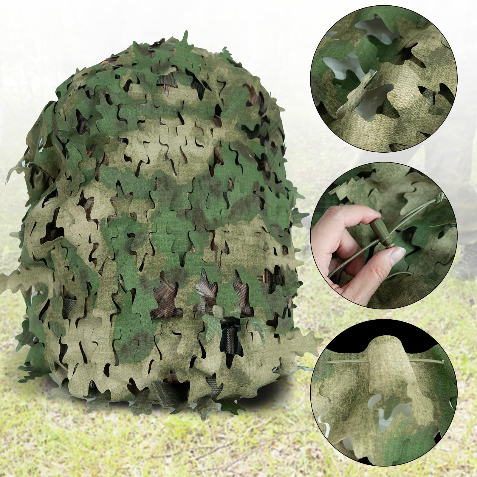 LOOGU Camo Tactical Backpack Cover Oak Leaf