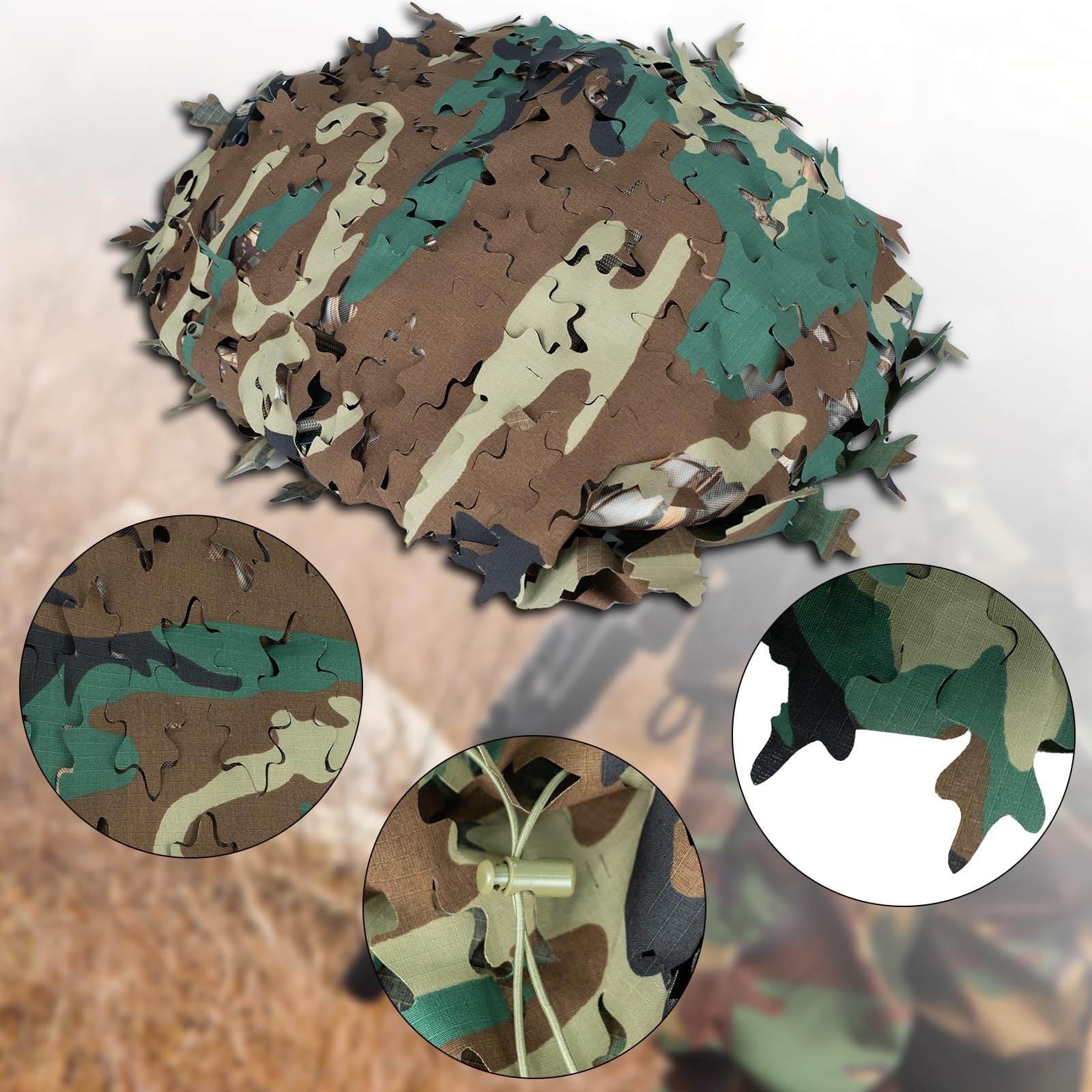 LOOGU Camo Tactical Backpack Cover Oak Leaf