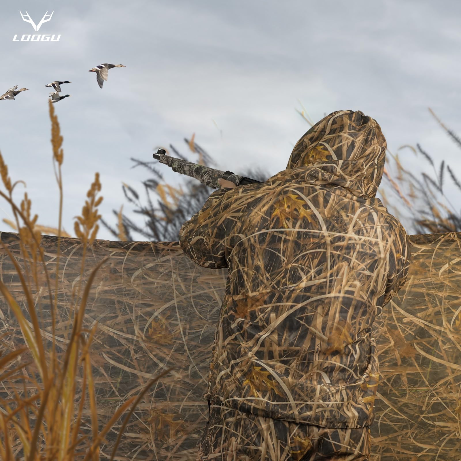 LOOGU Camo Netting Mesh Camouflage Net Bulk Roll Quiet Nets