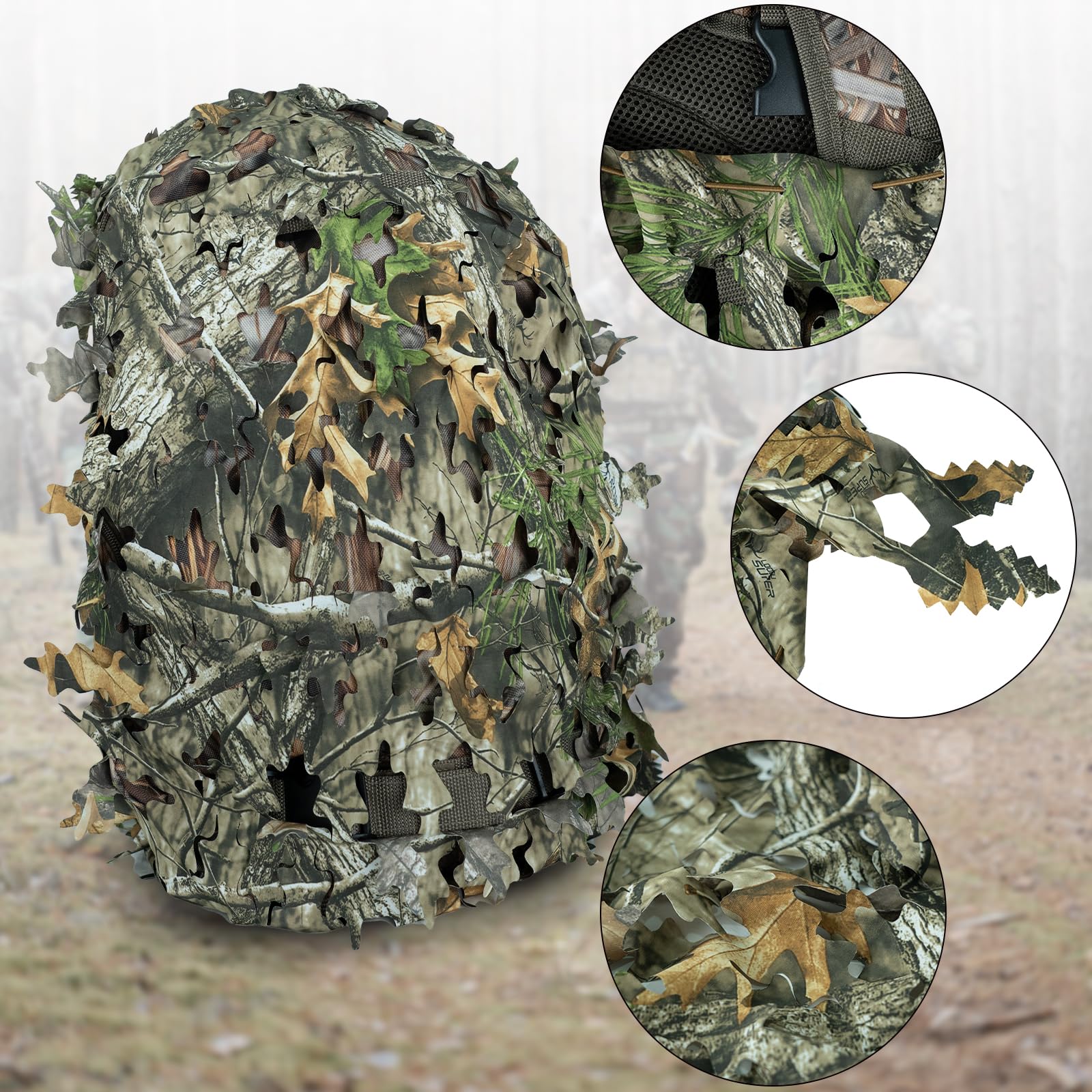 LOOGU Camo Tactical Backpack Cover Oak Leaf