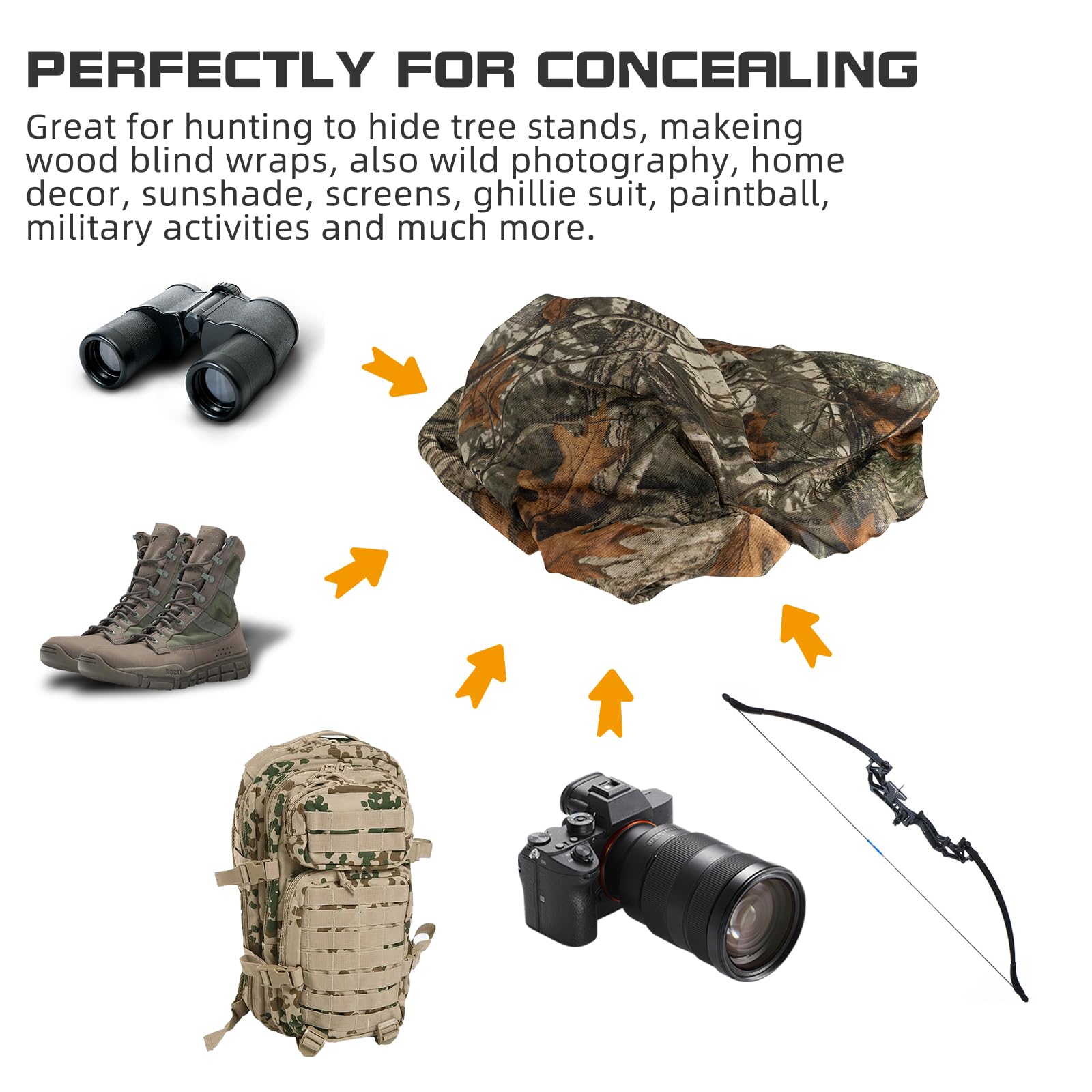 LOOGU Camo Netting Mesh Camouflage Net Bulk Roll Quiet Nets