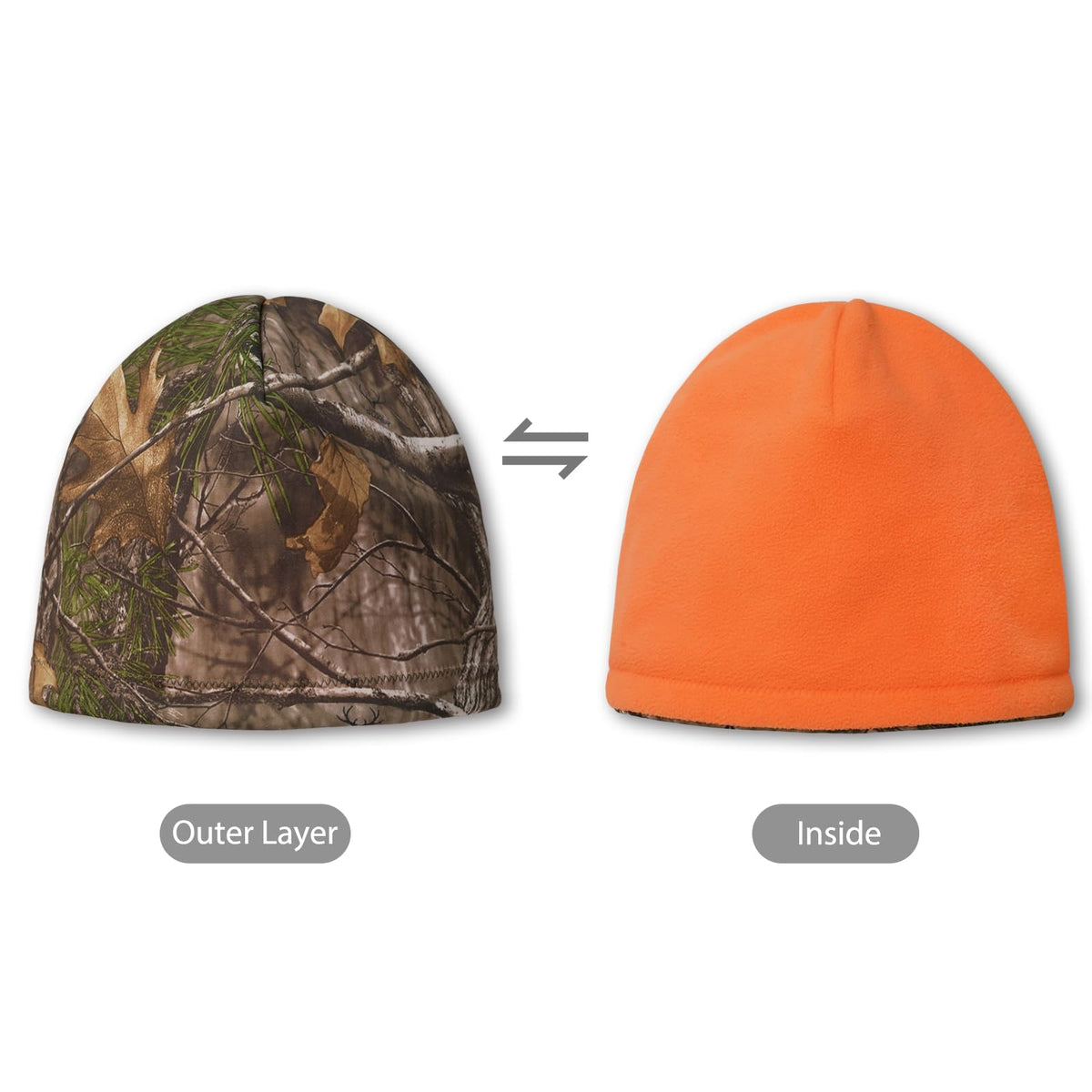 LOOGU Unisex Camo Beanie Hat for Hunting B08 — Loogu Super Tree Camo/Orange