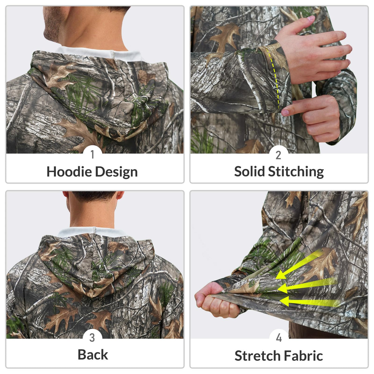 LOOGU Hunting Long Sleeve Hoodie Tree Camo Contrast T51 — 未设置颜色选项