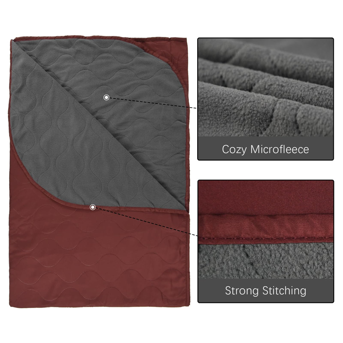 LOOGU Sofa Blanket Polar Fleece for Living Room Travel Camping BL50 — Wine Red