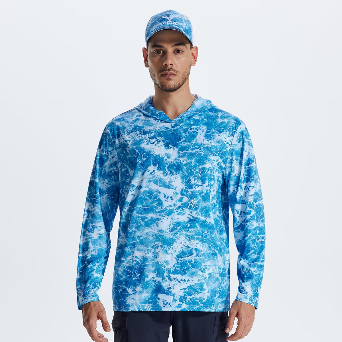 LOOGU Fishing Long Sleeve Hoodie T50 — Loogu Wave Light Blue