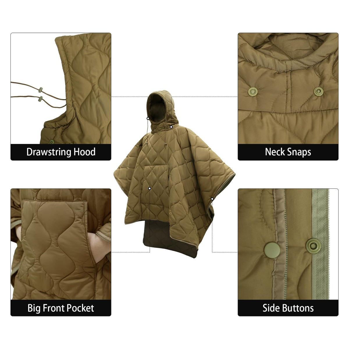 LOOGU Camo Blanket Zipper Insulated Sleeping Bag IP10 — Coyote
