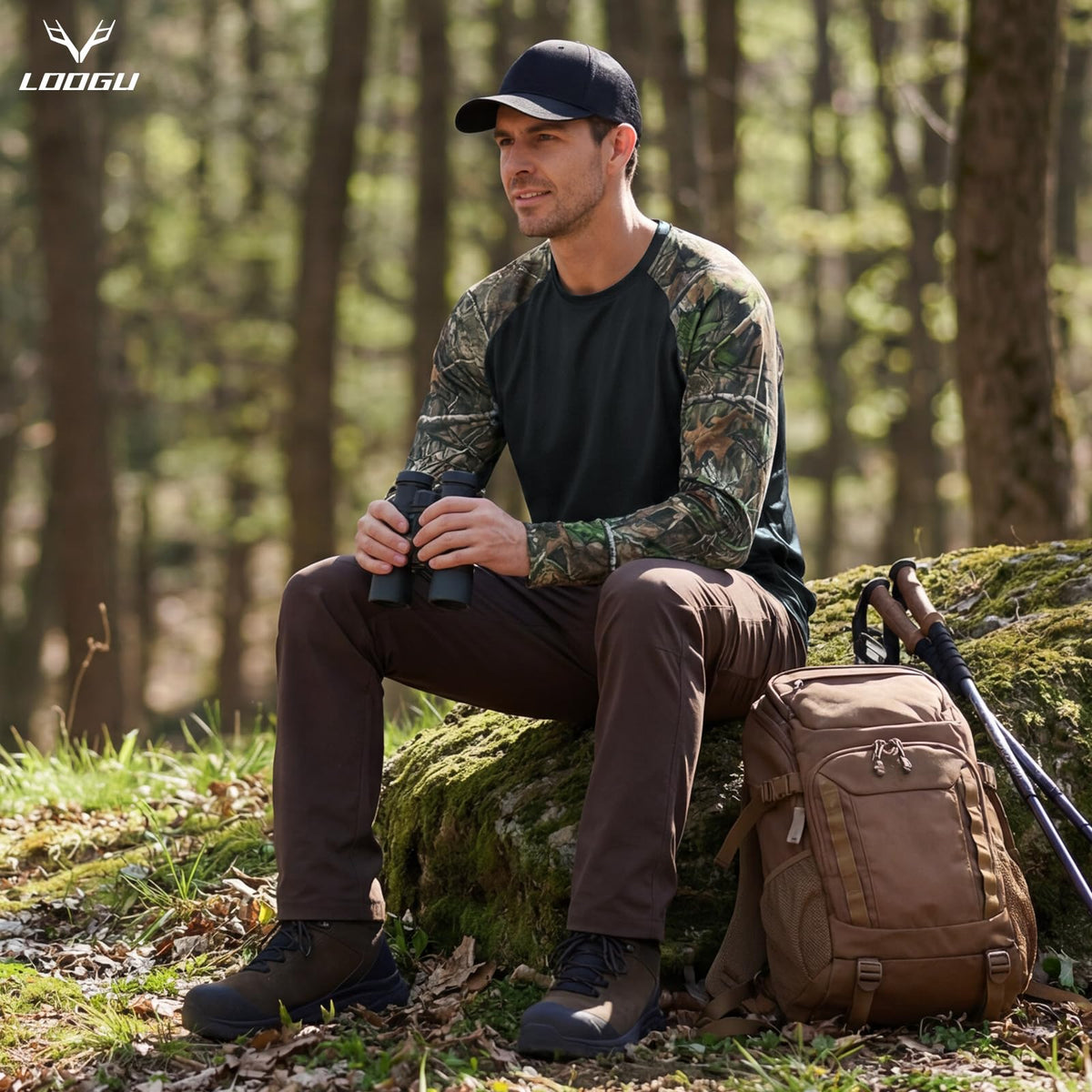 LOOGU Active Lifestyle Fishing Long Sleeve Shirt T33 — Black,Loogu Super Tree Camo
