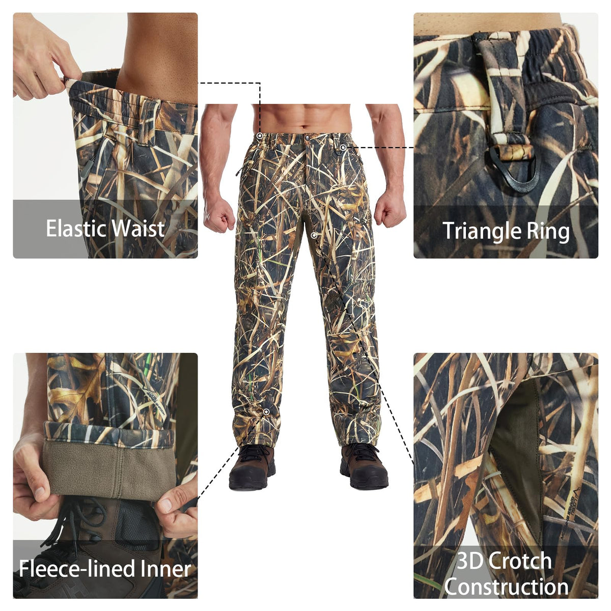 LOOGU Camo Hunting Fleece Insulation Pants 5 pocket P10-1 — Loogu Grass Shadow