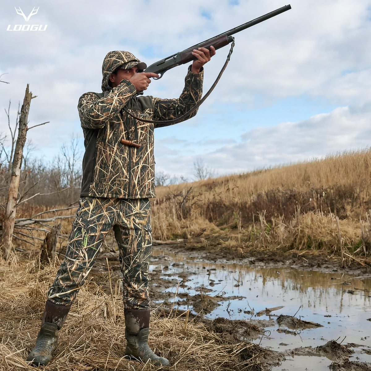 LOOGU Camo Hunting Fleece Insulation Pants 5 pocket P10-1 — Loogu Grass Shadow