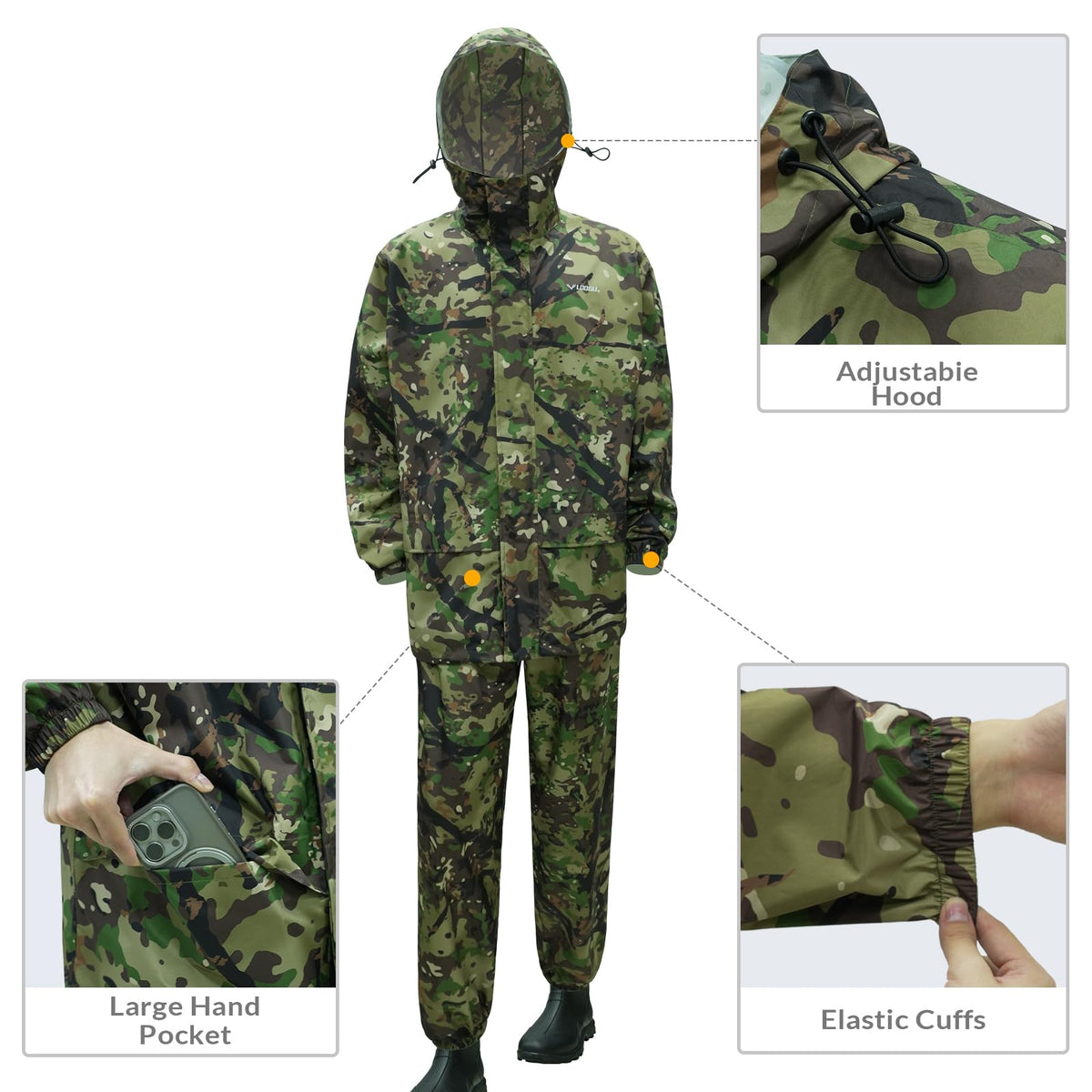 LOOGU camo rainsuit TPU SPRETTA Camo RS20 — Loogu Spretta Woodland