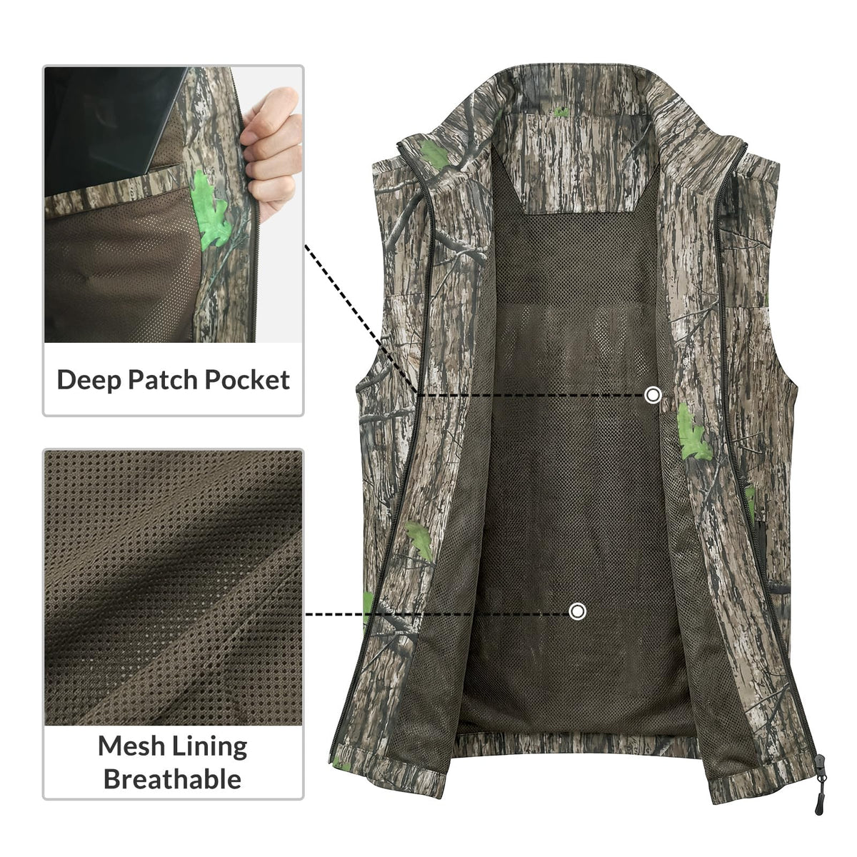 LOOGU Men’s Camo Hunting Vest Lightweight with Pockets M30 — Loogu Ents Green