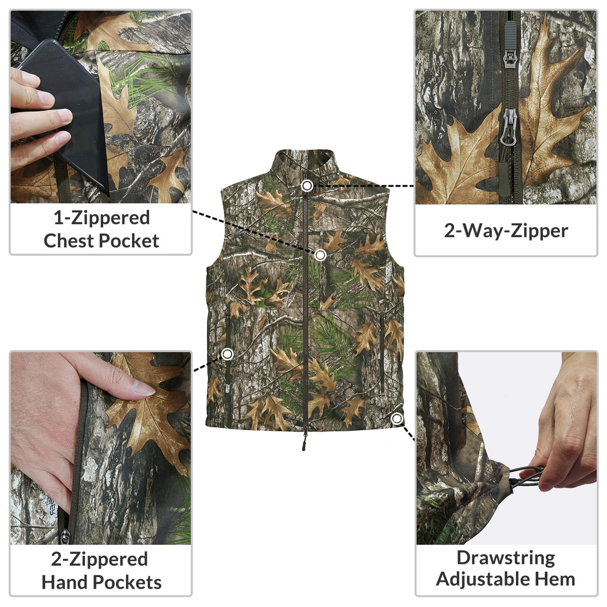 LOOGU Men’s Camo Hunting Vest Lightweight with Pockets M30 — Loogu Super Tree Camo
