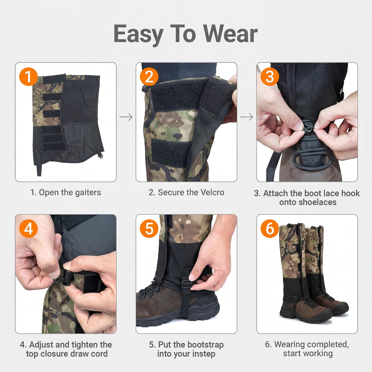 LOOGU Snow Gaiters Waterproof Camo Boot Gaiters Hunting SG20 — Loogu Spretta MT