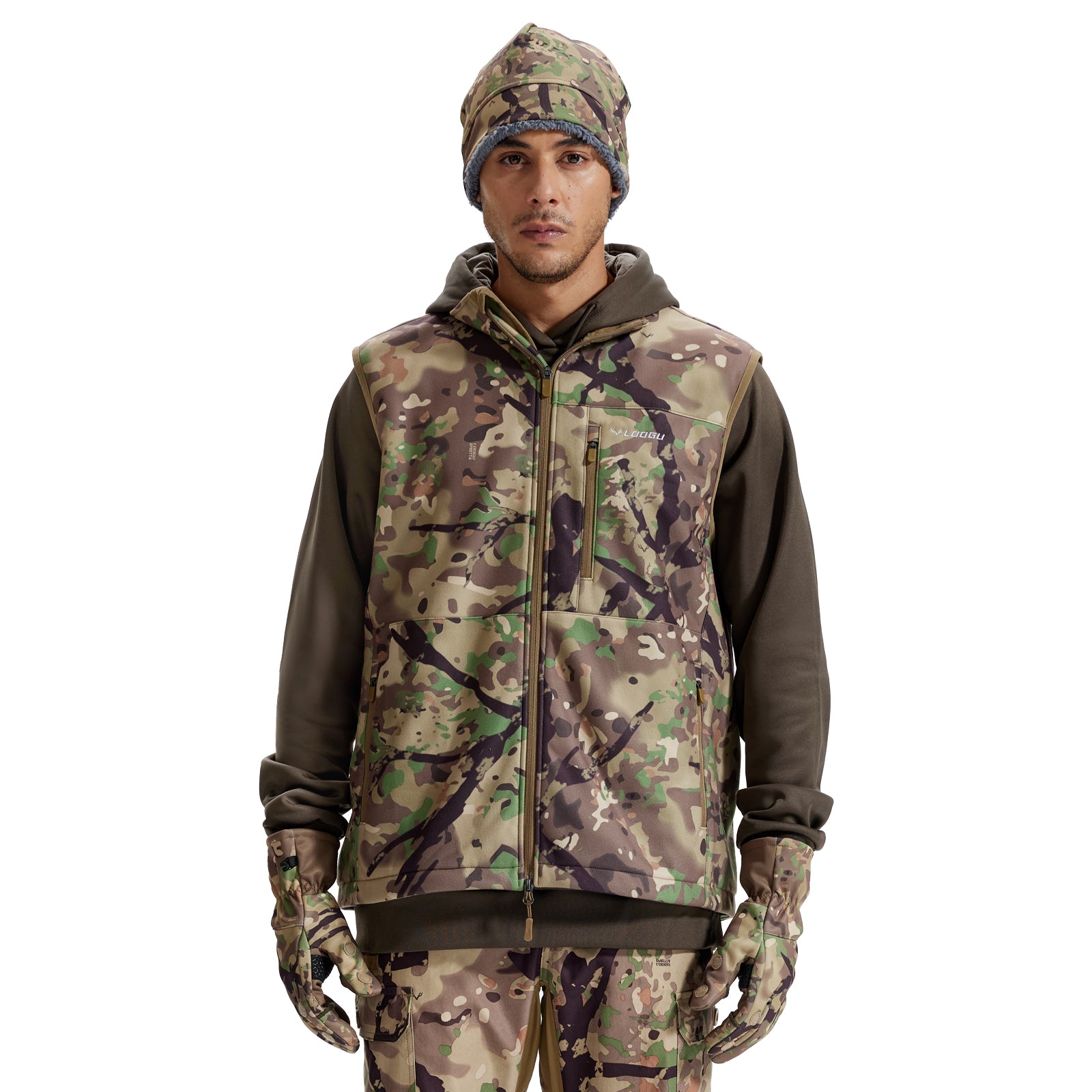 LOOGU Mens Camo Hunting Fleece Insulation Vest M10-1