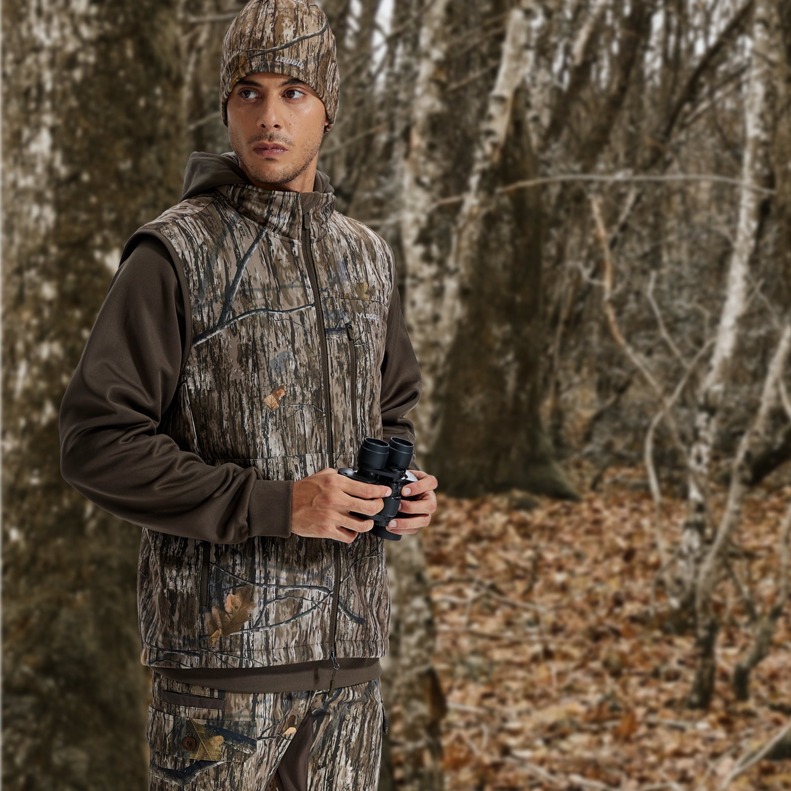 LOOGU Mens Camo Hunting Fleece Insulation Vest M10-1