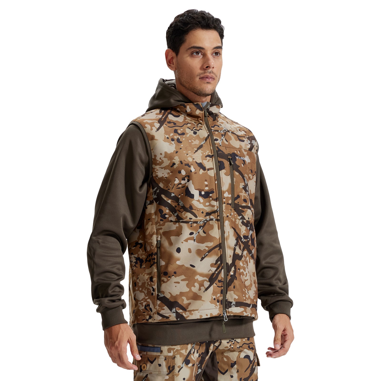 LOOGU Mens Camo Hunting Fleece Insulation Vest M10-1