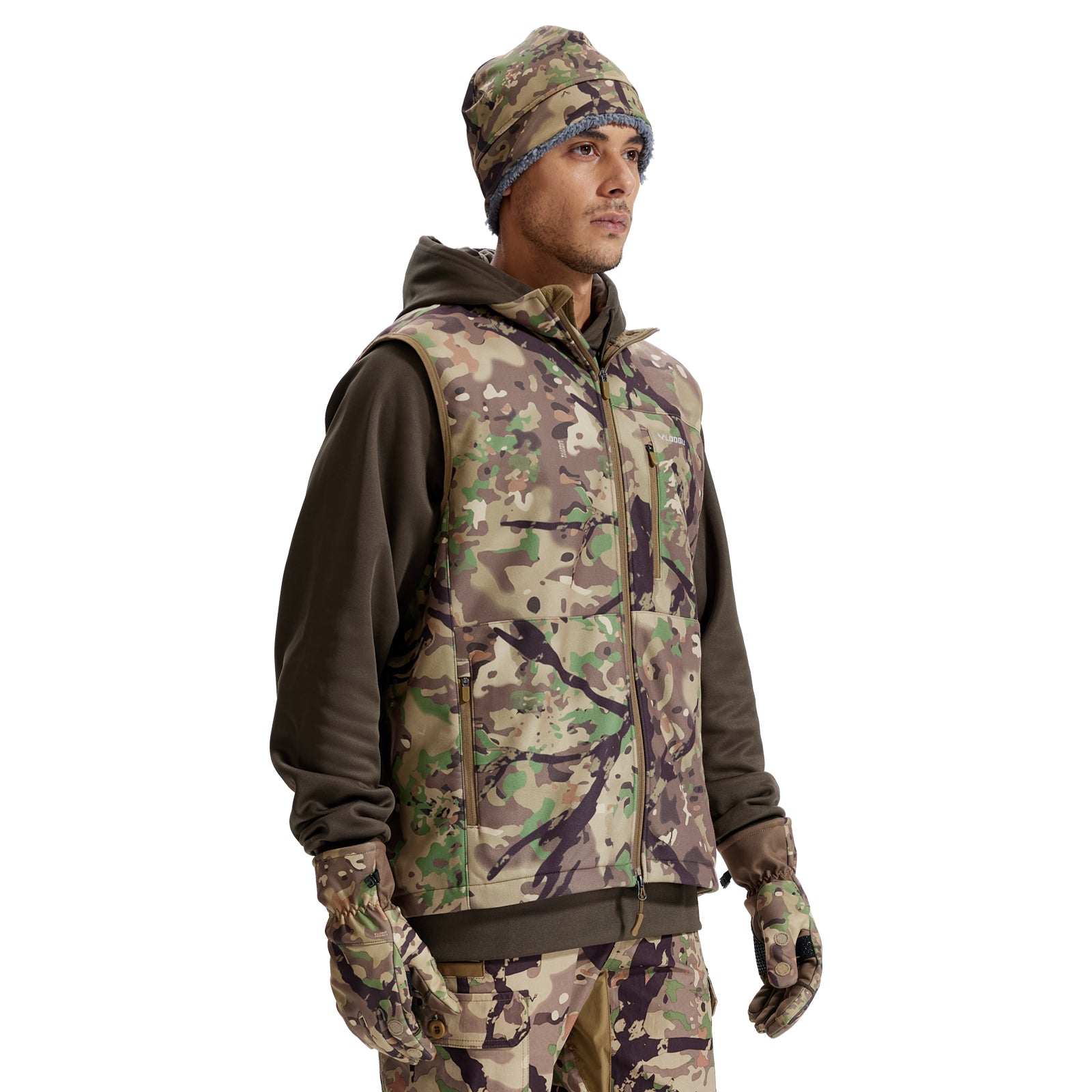 LOOGU Mens Camo Hunting Fleece Insulation Vest M10-1