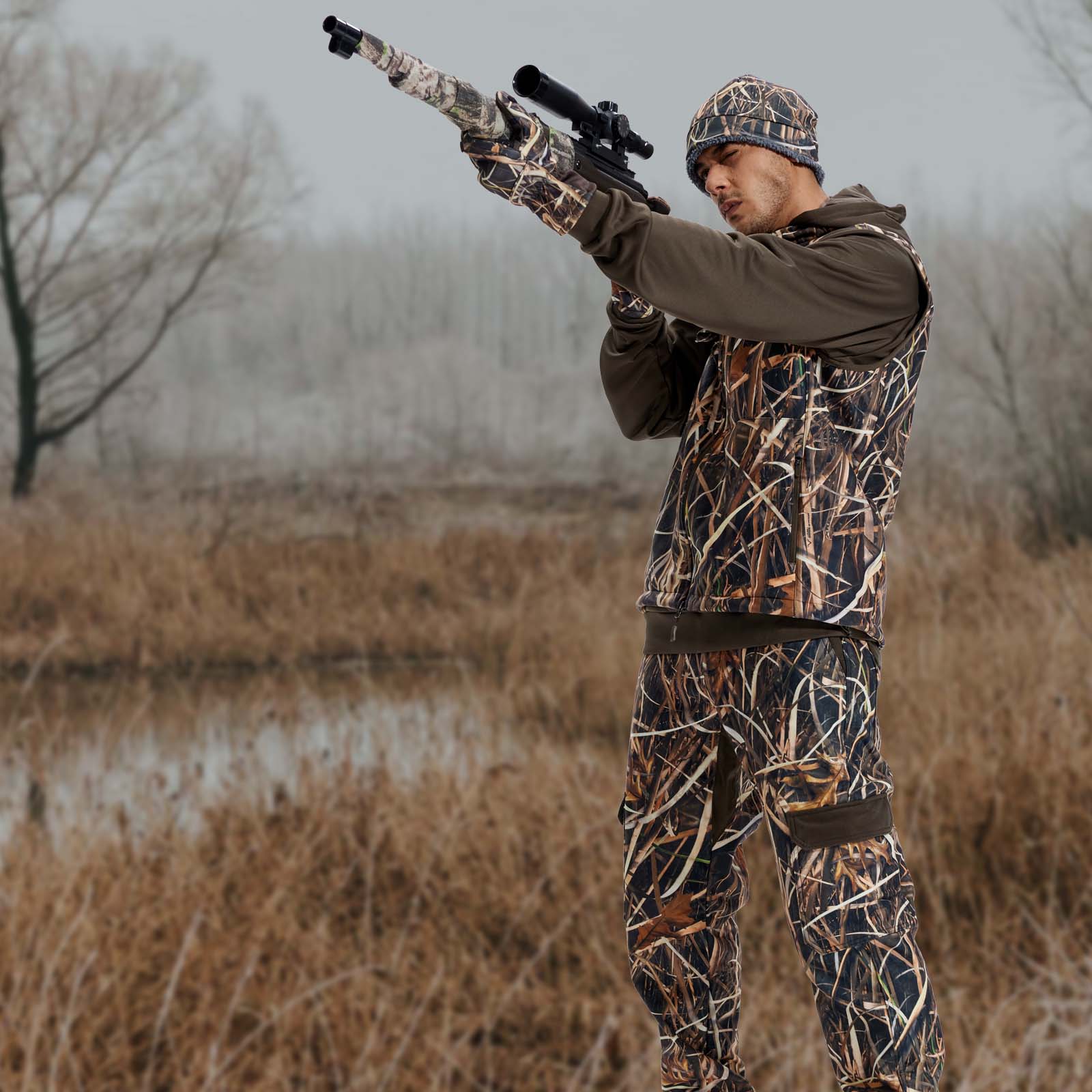 LOOGU Mens Camo Hunting Fleece Insulation Vest M10-1