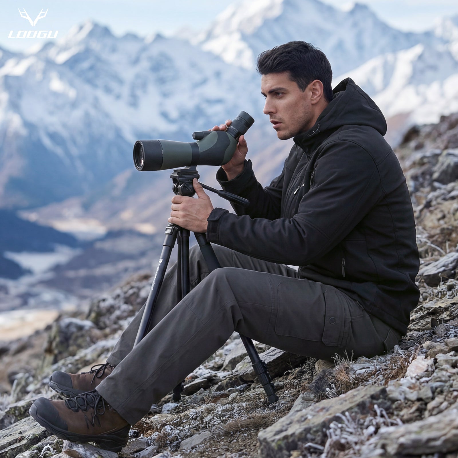 LOOGU Fleece Lining Hooded Casual Jacket M50-1