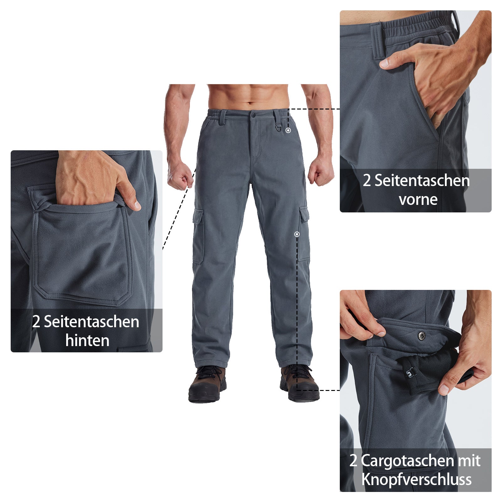 LOOGU Hiking Workwear Fleece Insulation Pants 6 pocket P20-1