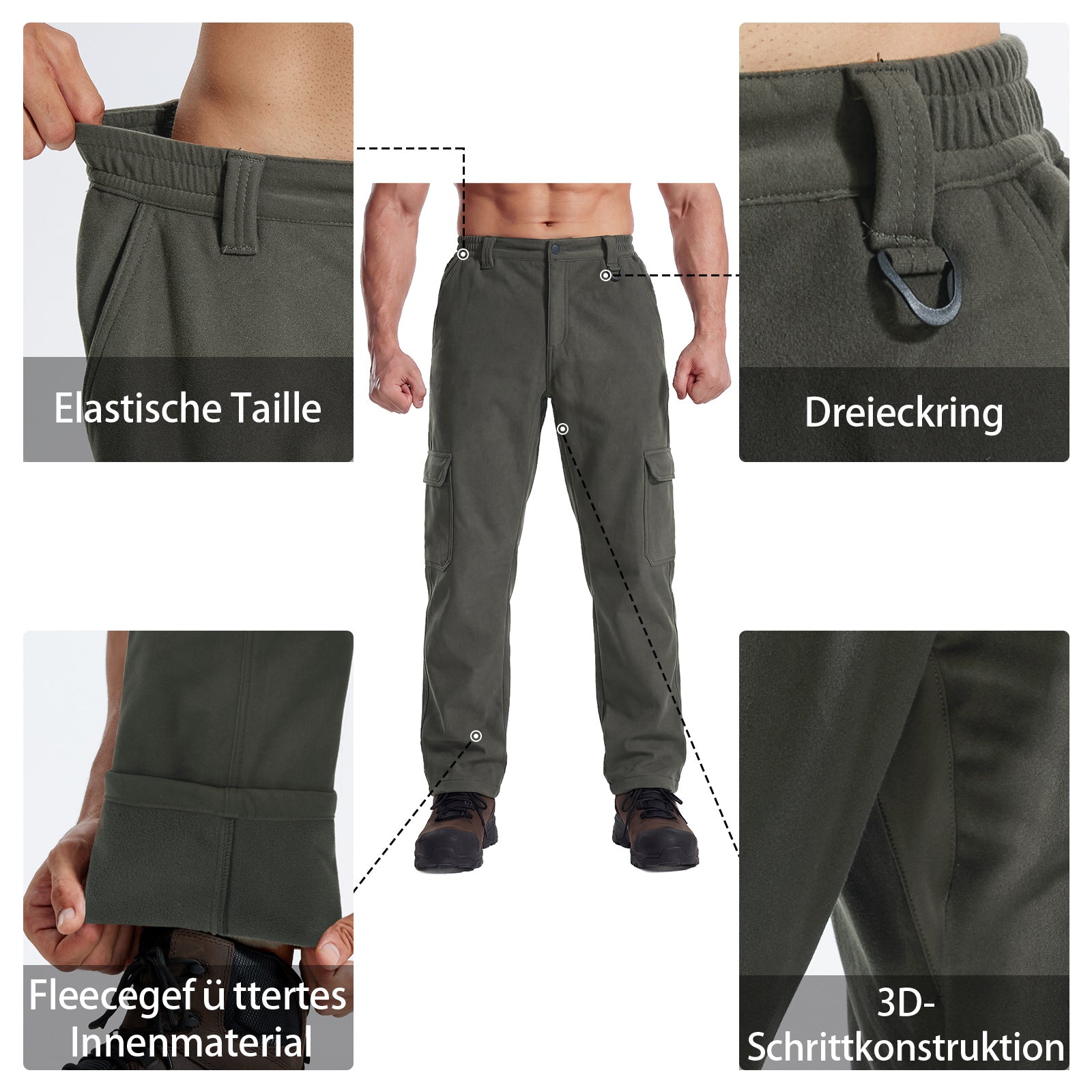 LOOGU Hiking Workwear Fleece Insulation Pants 6 pocket P20-1