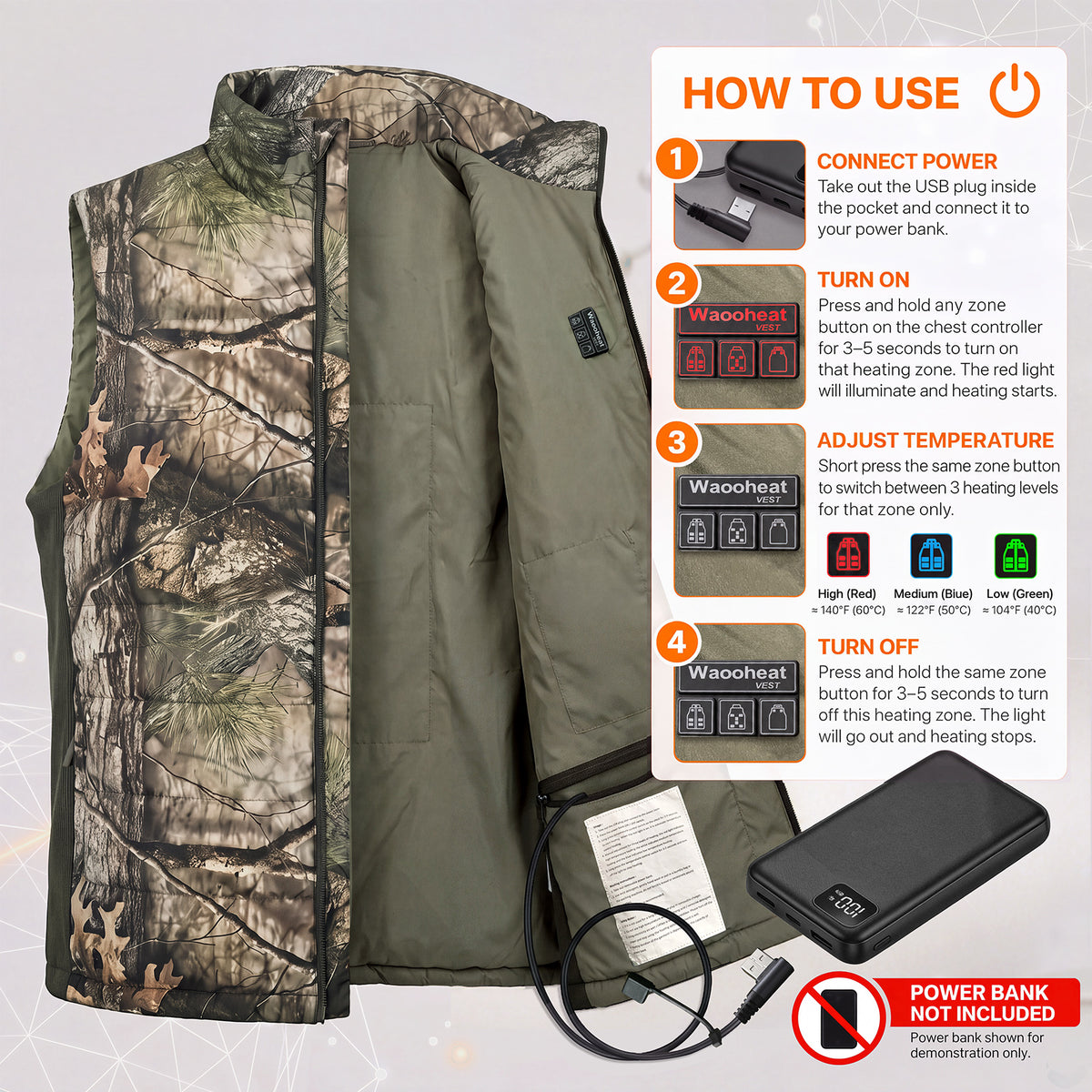 Heated Camo Hunting Vest RM10