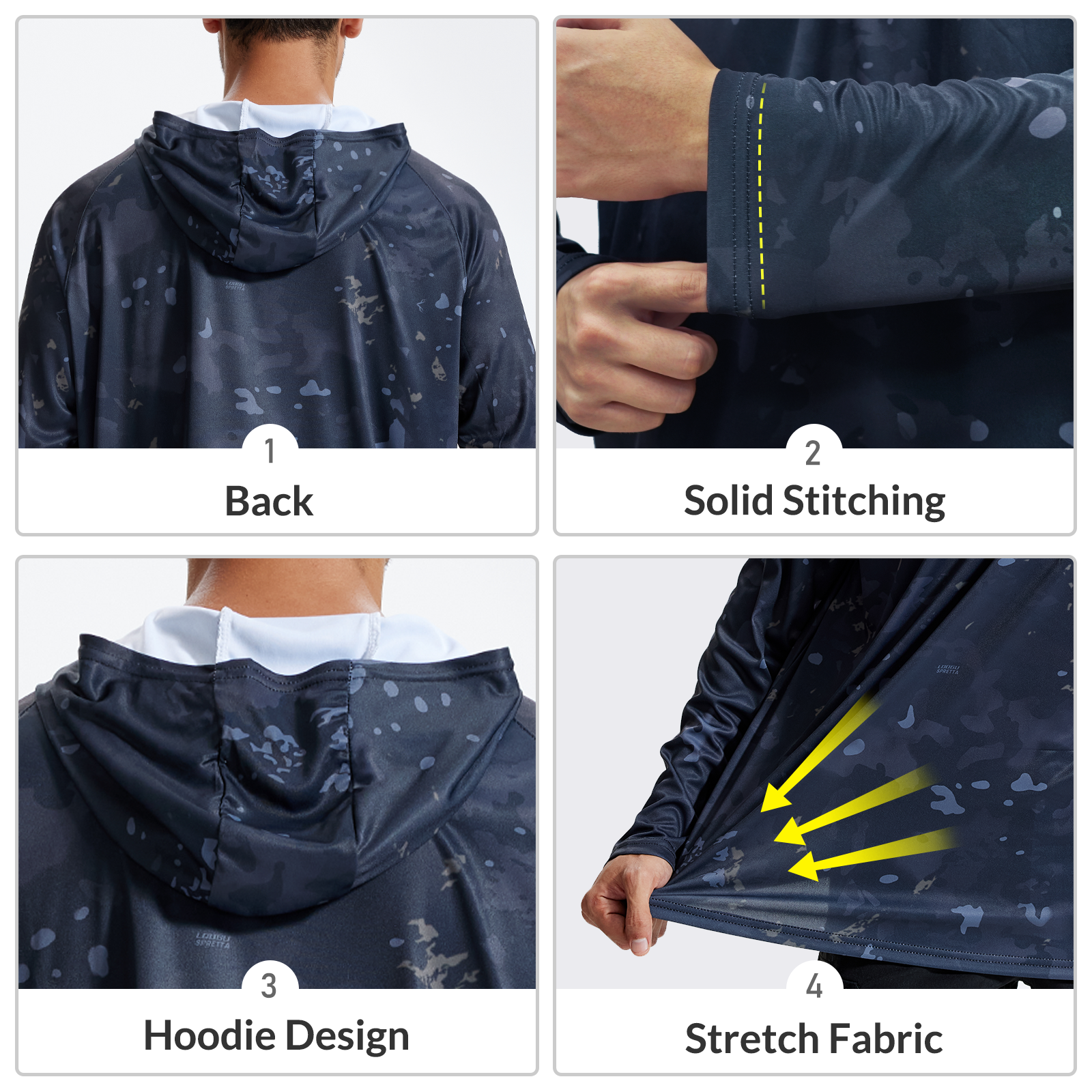 LOOGU Men’s Fishing Hoodie Long Sleeve Shirt T70
