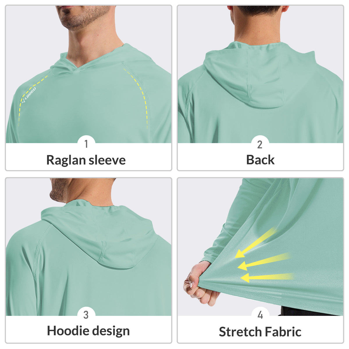 LOOGU Men's UPF 50+ Long Sleeve Shirts T70