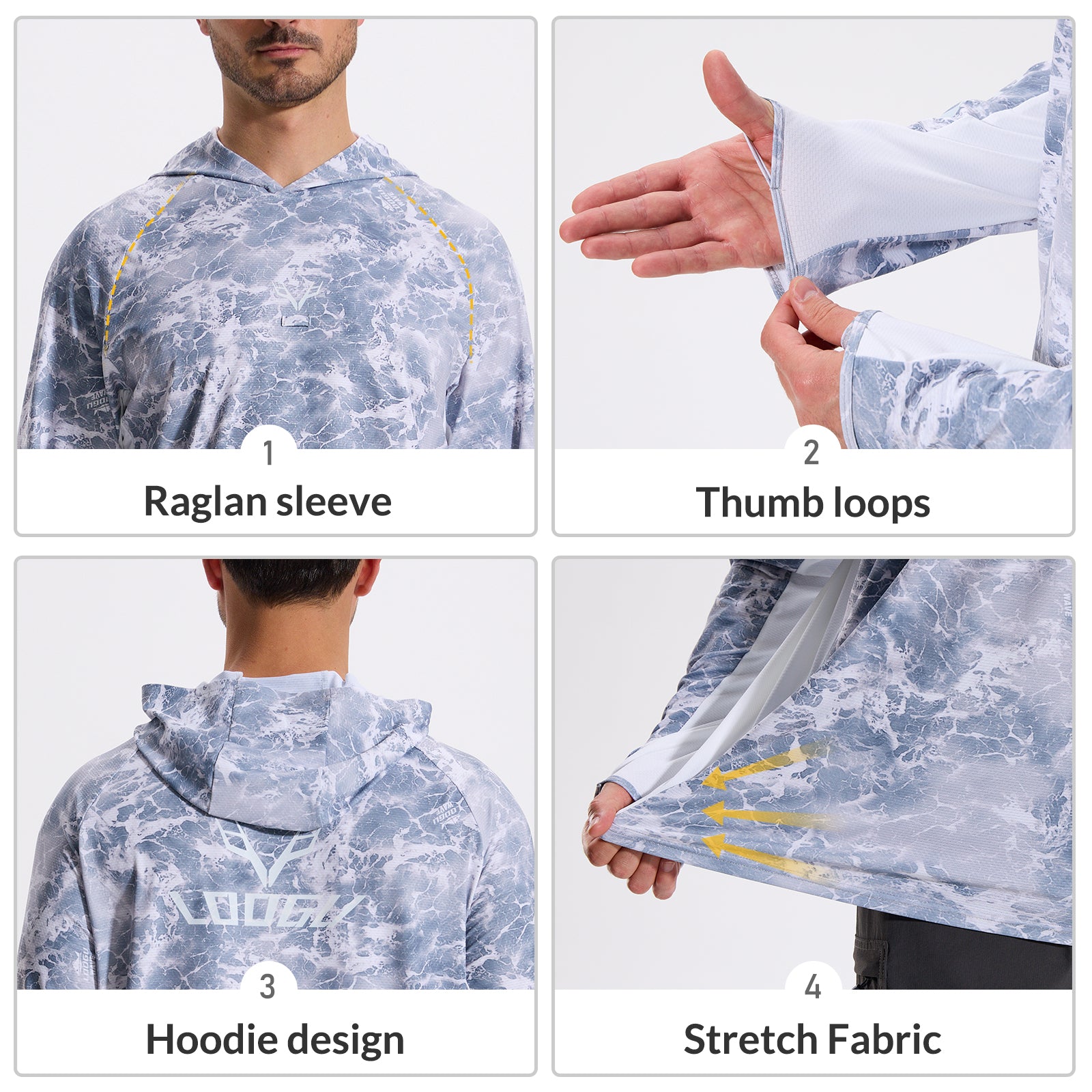 LOOGU Men’s Fishing Hoodie Long Sleeve Shirt T71