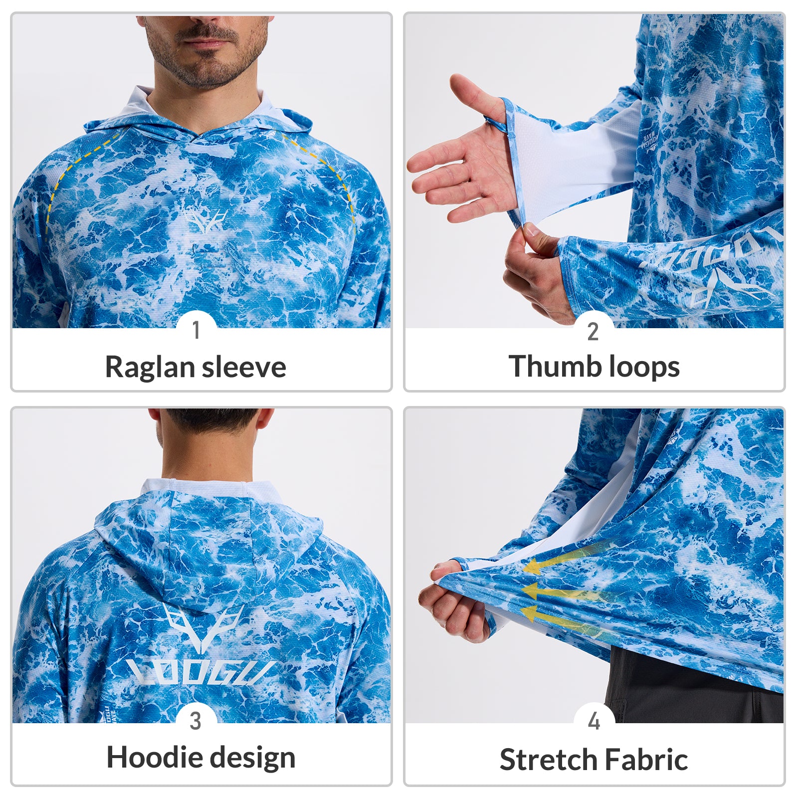 LOOGU Men’s Fishing Hoodie Long Sleeve Shirt T71