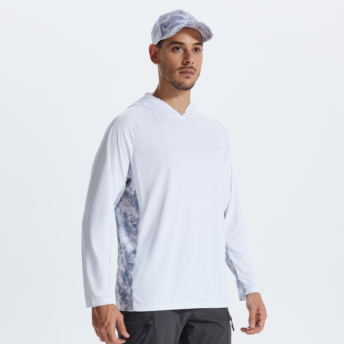LOOGU Men’s UPF 50+ Long Sleeve Sun Protection Hoodie Shirt T75-LG