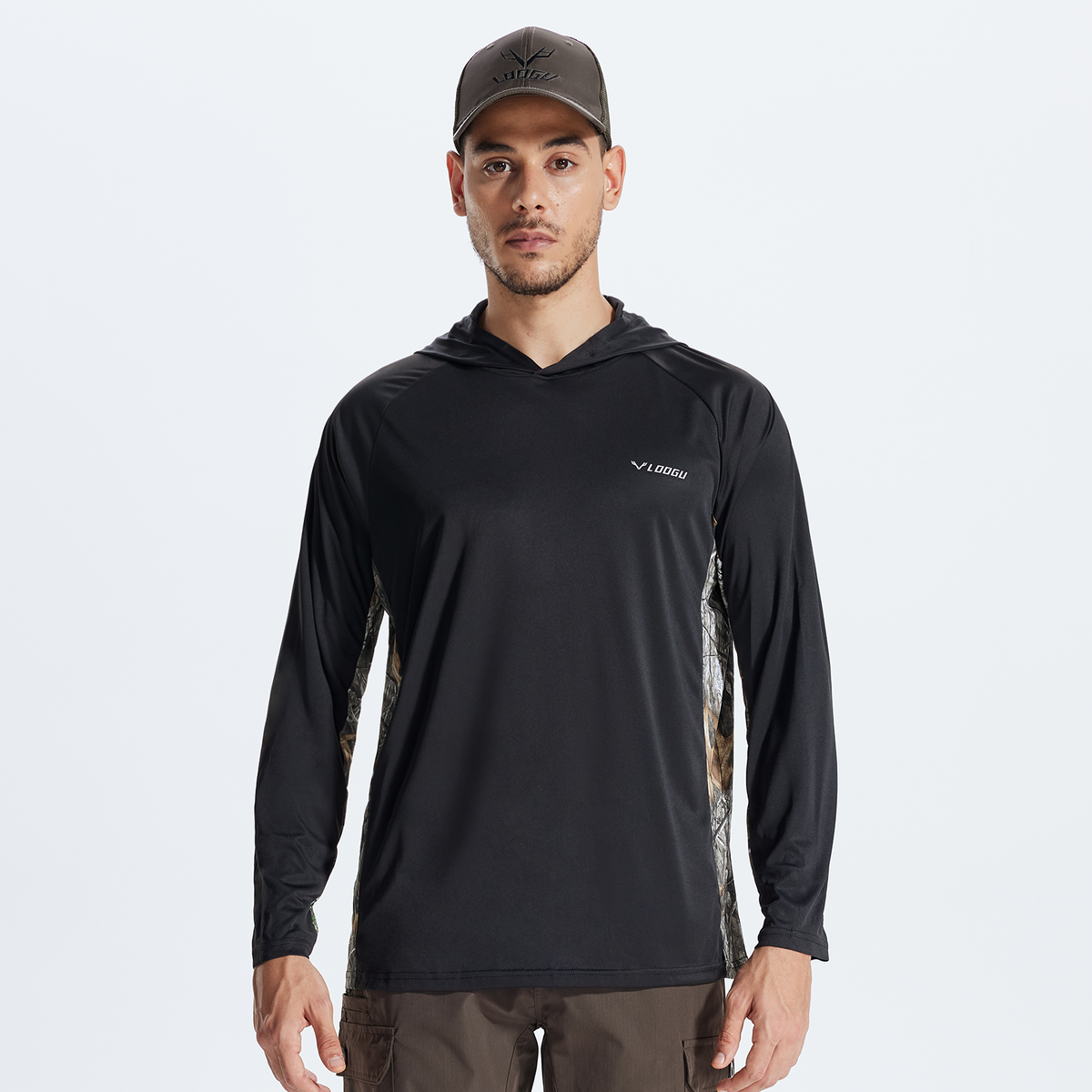 LOOGU Men’s UPF 50+ Long Sleeve Sun Protection Hoodie Shirt T75-LG