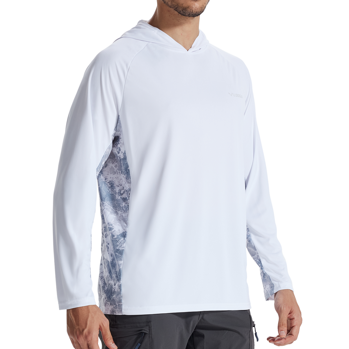 LOOGU Men’s UPF 50+ Long Sleeve Sun Protection Hoodie Shirt T75-LG