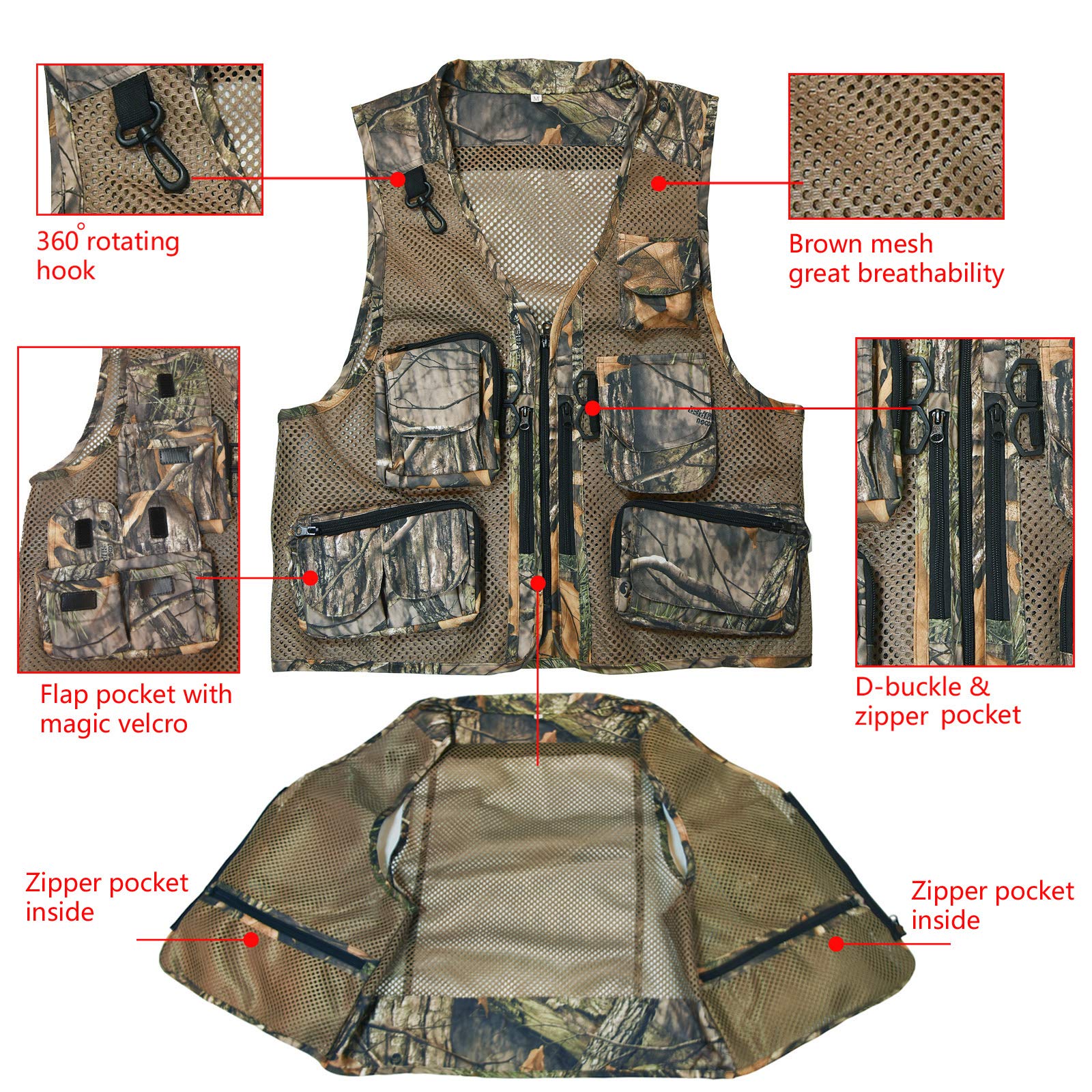 LOOGU Outdoor Fly Fishing Vest with Multi-Pockets