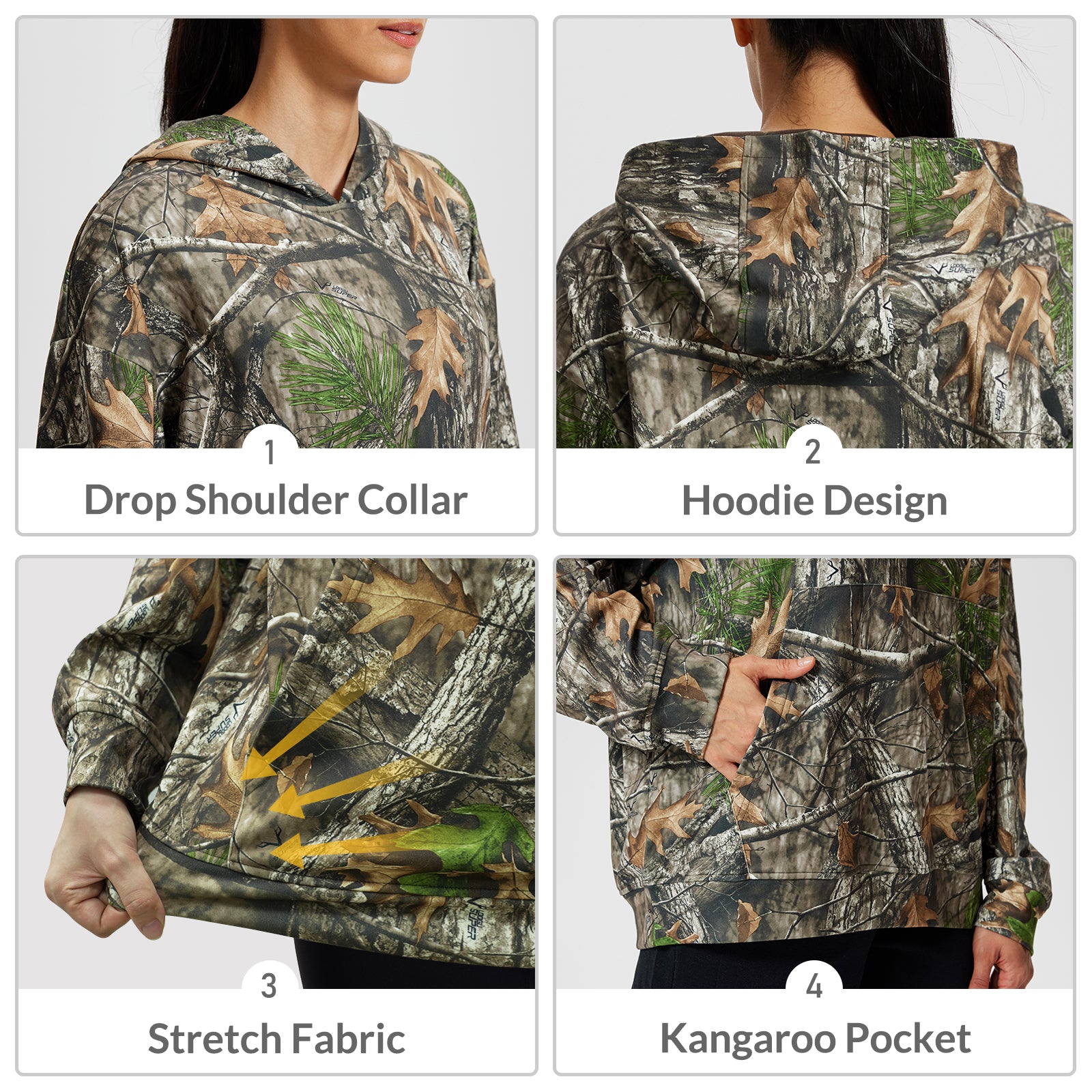 LOOGU Women's Camo Oversized Hoodies Super Tree Camo WD50