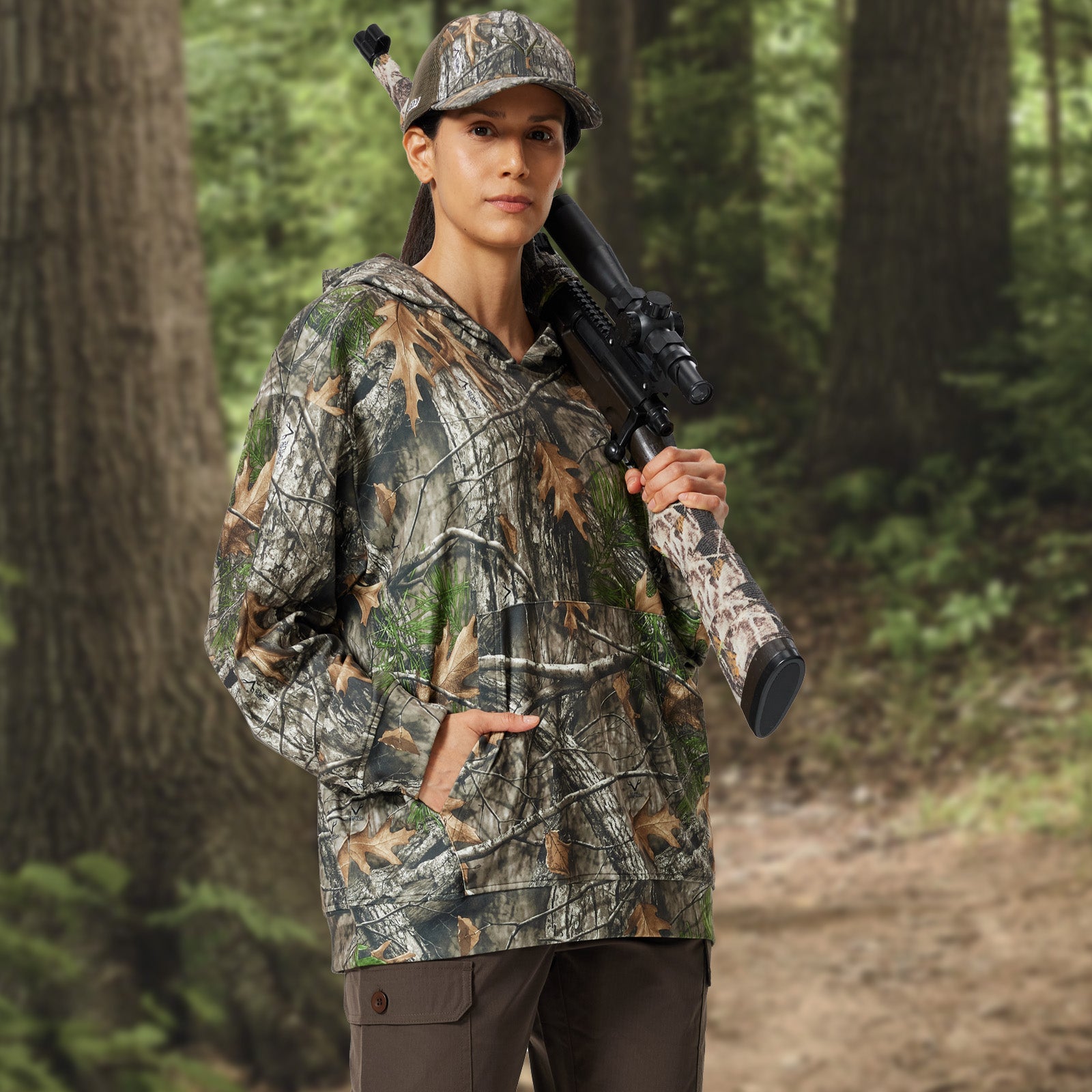 LOOGU Women's Camo Oversized Hoodies Super Tree Camo WD50