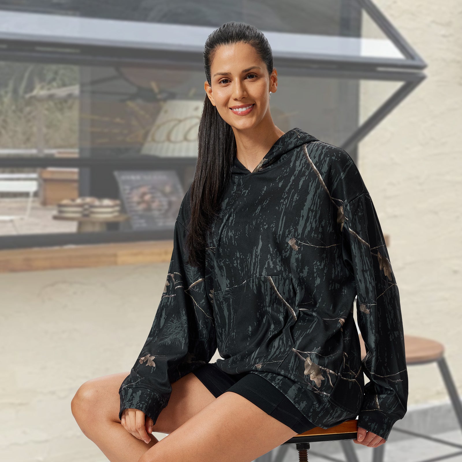 LOOGU Women's Camo Oversized Hoodies WD50