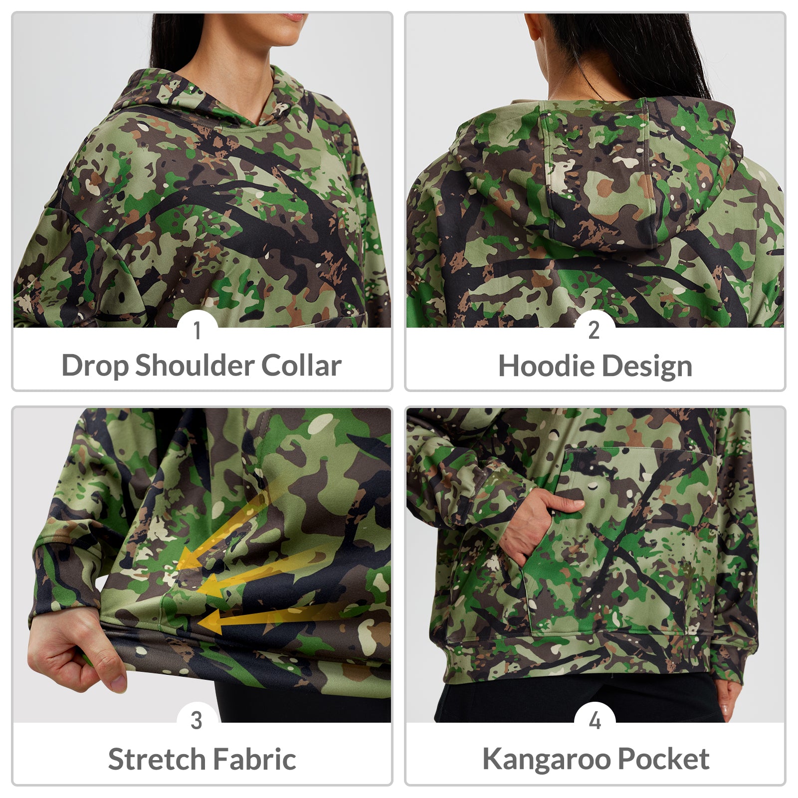 LOOGU Women's Camo Oversized Hoodies WD50