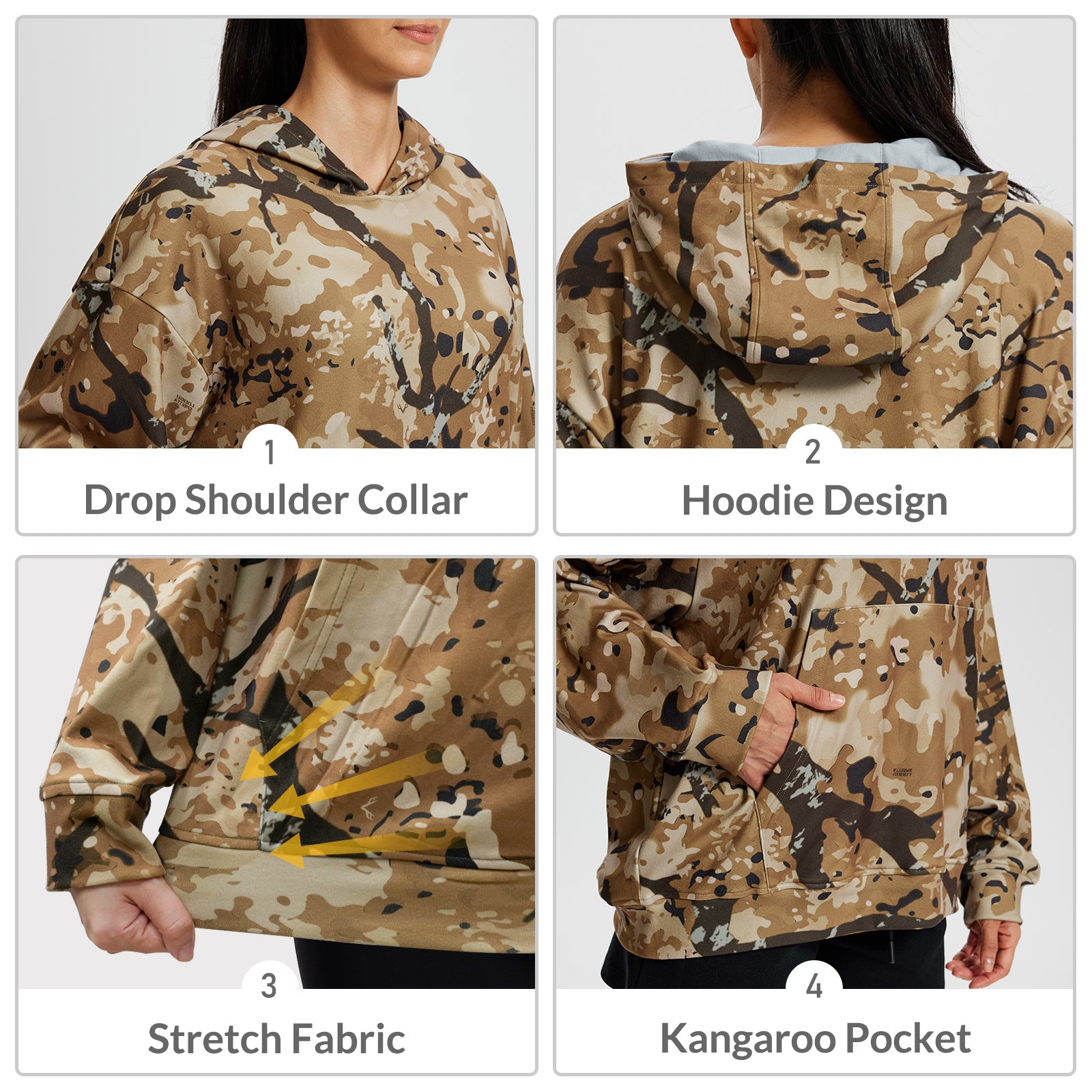 LOOGU Women's Camo Oversized Hoodies WD50