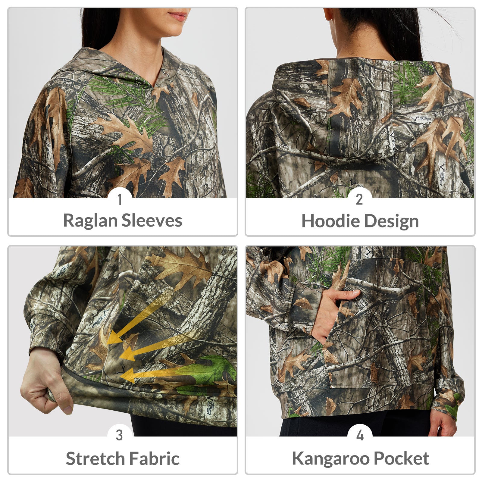 LOOGU Women's Camo Oversized Hoodies Super Tree Camo WD60
