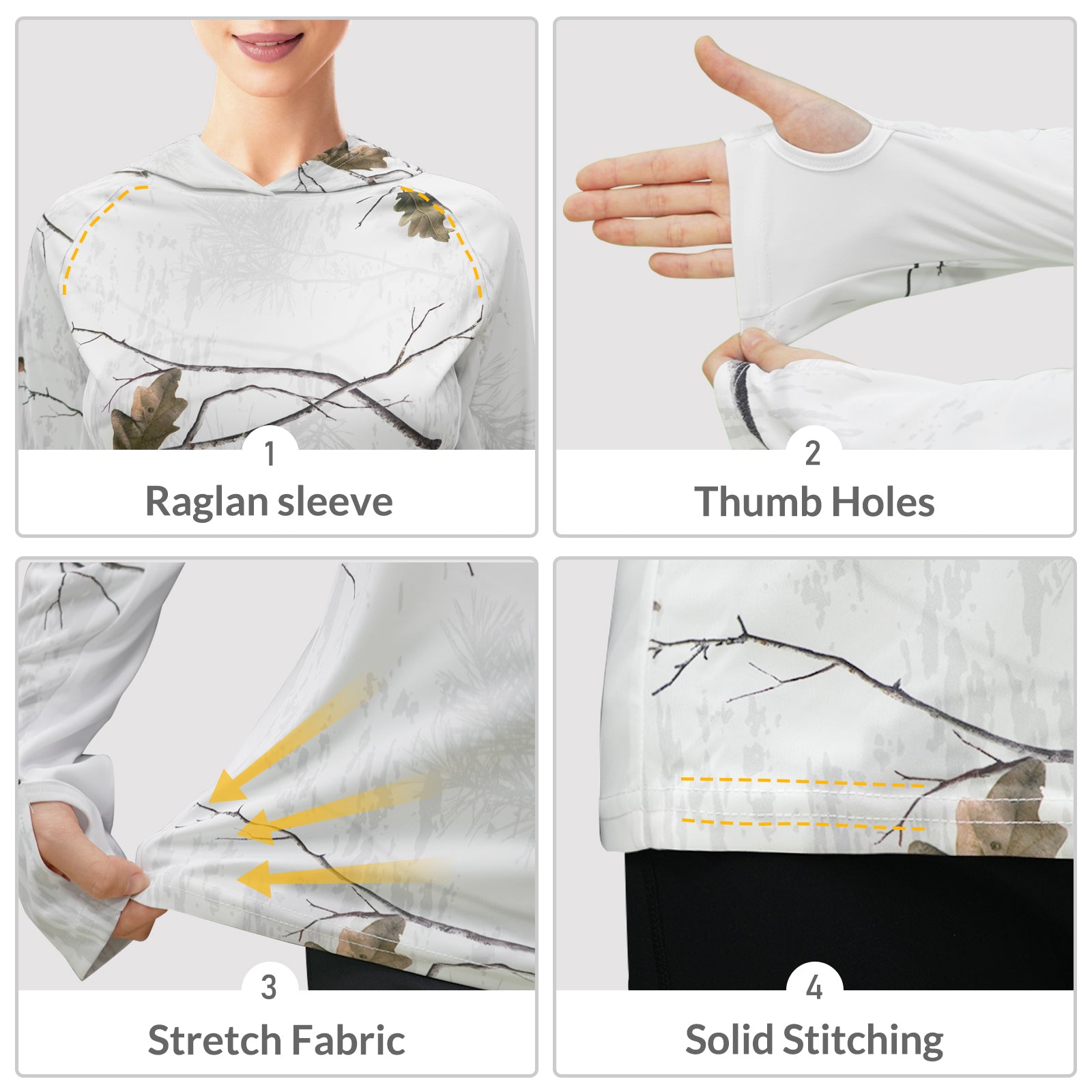 LOOGU Women's UPF 50+ Hoodies Shirts Snow White WT71