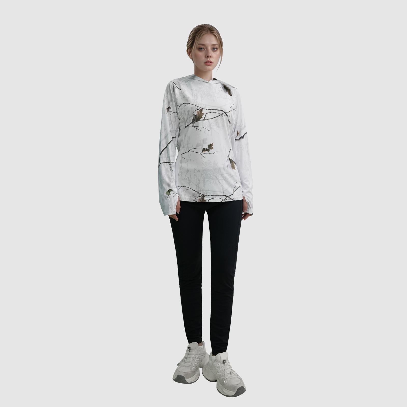 LOOGU Women's UPF 50+ Hoodies Shirts Snow White WT71