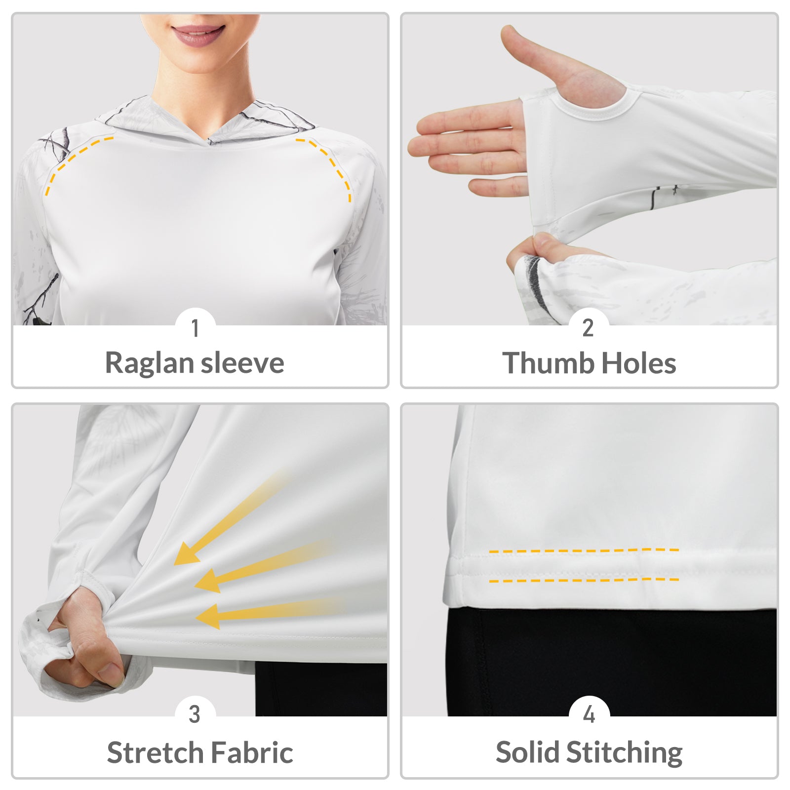 LOOGU Women's UPF 50+ Hoodies Shirts Snow WT73