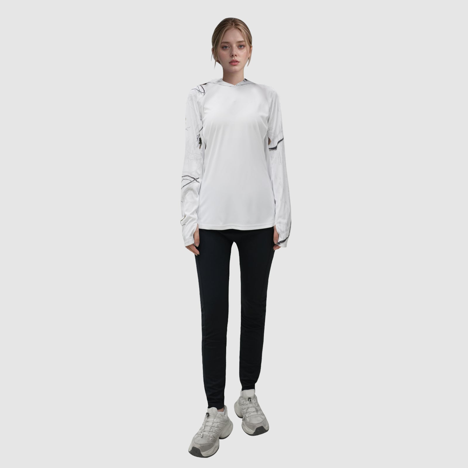 LOOGU Women's UPF 50+ Hoodies Shirts Snow WT73