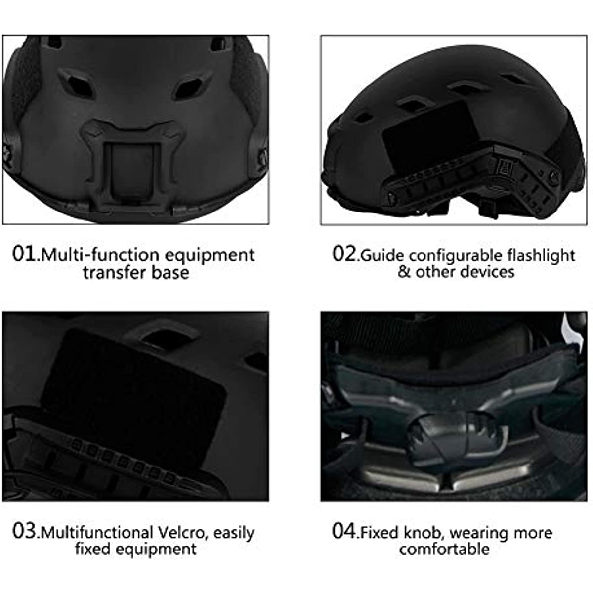 LOOGU Fast BJ Base Jump Military Helmet with 12-in-1 Headwear