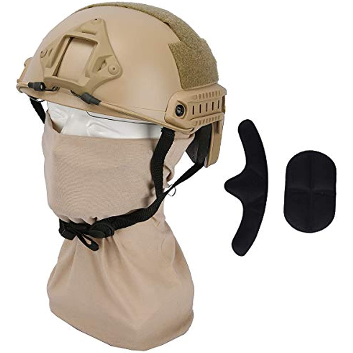 LOOGU Airsoft Helmet, Fast MH Type Bump Tactical Combat Protective Gear for Outdoor Activities with 12-in-1 Face Mask
